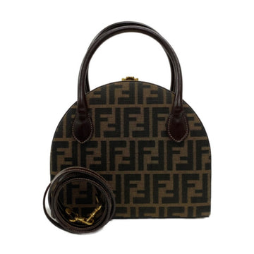 FENDI 2WAY Shoulder Bag Zucca Pattern Handbag Brown Ladies