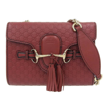 Gucci Micro Shima GG Pattern Emily Tassel Shoulder Bag Leather Wine Red 449636 493075