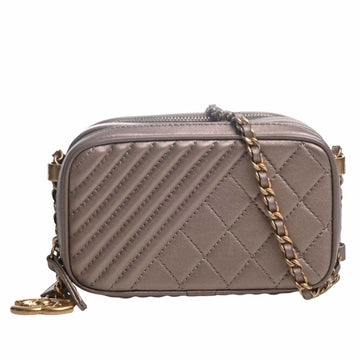 CHANEL Leather Cocomark Camera Bag Chain Shoulder Bronze Ladies