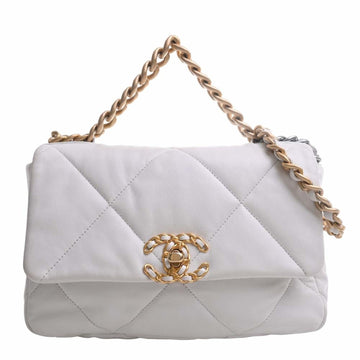 CHANEL Lambskin Matelasse Coco Mark Chain Shoulder Bag White Ladies