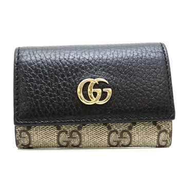 GUCCI GG Marmont 6 Rows Women's Men's Key Case 456118 Leather Black/Gray