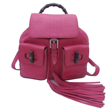 Gucci rucksack backpack bamboo tassel magenta leather ladies 370833