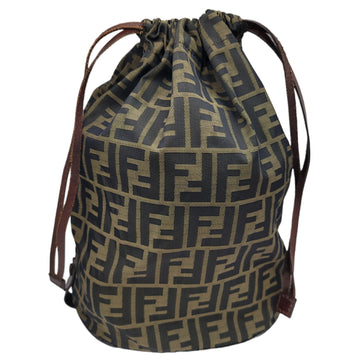 FENDI Zucca pattern bag brown khaki leather storage foldable nylon women's men's unisex