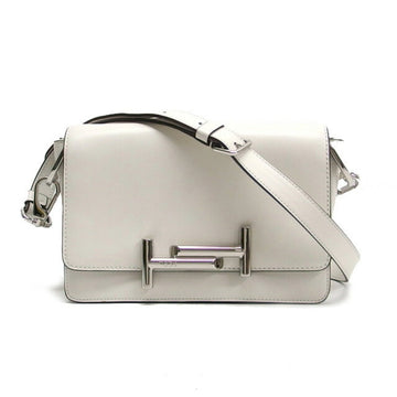 TOD'S Double T Leather Shoulder Bag White