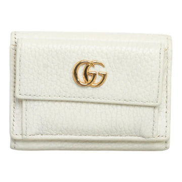 GUCCI Petite GG Marmont Trifold Wallet 523277 White Gold Leather Ladies