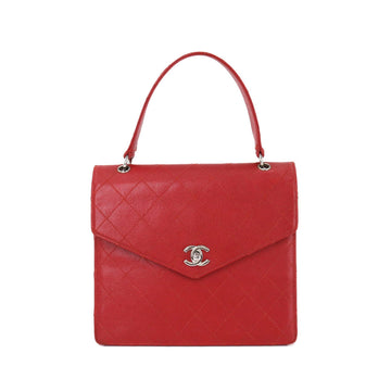 Chanel matelasse hand bag caviar skin leather red here mark silver metal fittings vintage Matelsse Bag