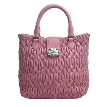 MIU MIU Matelasse Crystal Handbag Pink Ladies