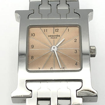 HERMES H watch wristwatch HH1.210 silver pink