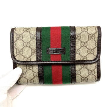 GUCCI Waist Bag 152597 Sherry Line PVC Leather Beige Brown Green Red Silver Hardware Women's