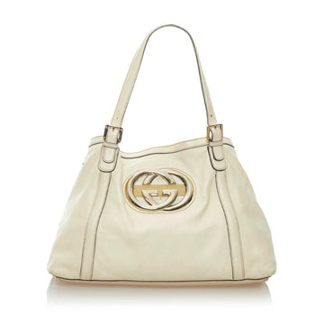 Gucci New Bullitt Double G Handbag 162094 White Leather Ladies GUCCI