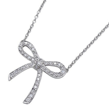 TIFFANY&Co. Necklace Ladies PT950 Diamond Bow Ribbon Platinum Polished