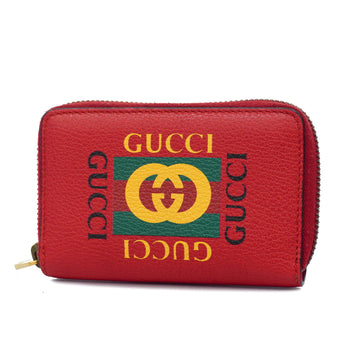 GUCCIAuth  Coin Case 496319 Women,Men,Unisex Leather Coin Purse Red