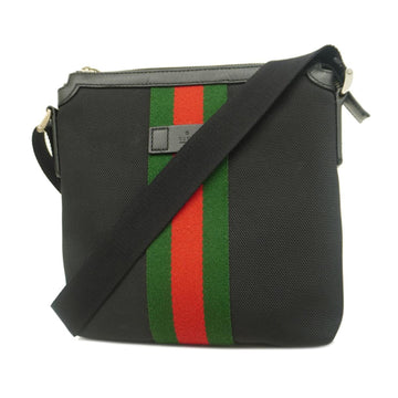 GUCCI Shoulder Bag Sherry Line 631195 Canvas Black Silver Hardware Women's