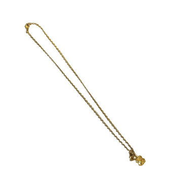 CHANEL 01A Coco Mark Clover Motif Chain Necklace Pendant Accessory Gold