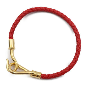 HERMES jumbo bracelet leather metal red gold braided fittings horseshoe engraving special order
