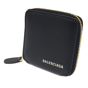 BALENCIAGA coin case purse Ville VILLE logo zip 528926 leather black