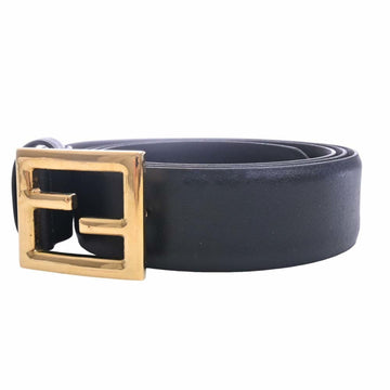 FENDI Leather FF Belt #110/125 Black 126.5cm Men's