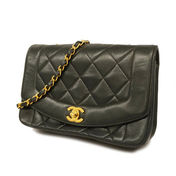 Chanel Shoulder Bag Matelasse Diana Flap Single Chain Lambskin Black Gold metal