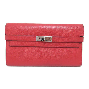 HERMES Kelly Wallet Bougainvillea Bifold Long Wallet Red Bouquet emberia leather Epsom