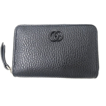 GUCCI Wallet Women's Men's Coin Case Petit Marmont Leather Double G Zip Around Black 644412 Card