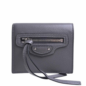 BALENCIAGA Leather Neoclassic Bifold Wallet 640111 Gray Women's