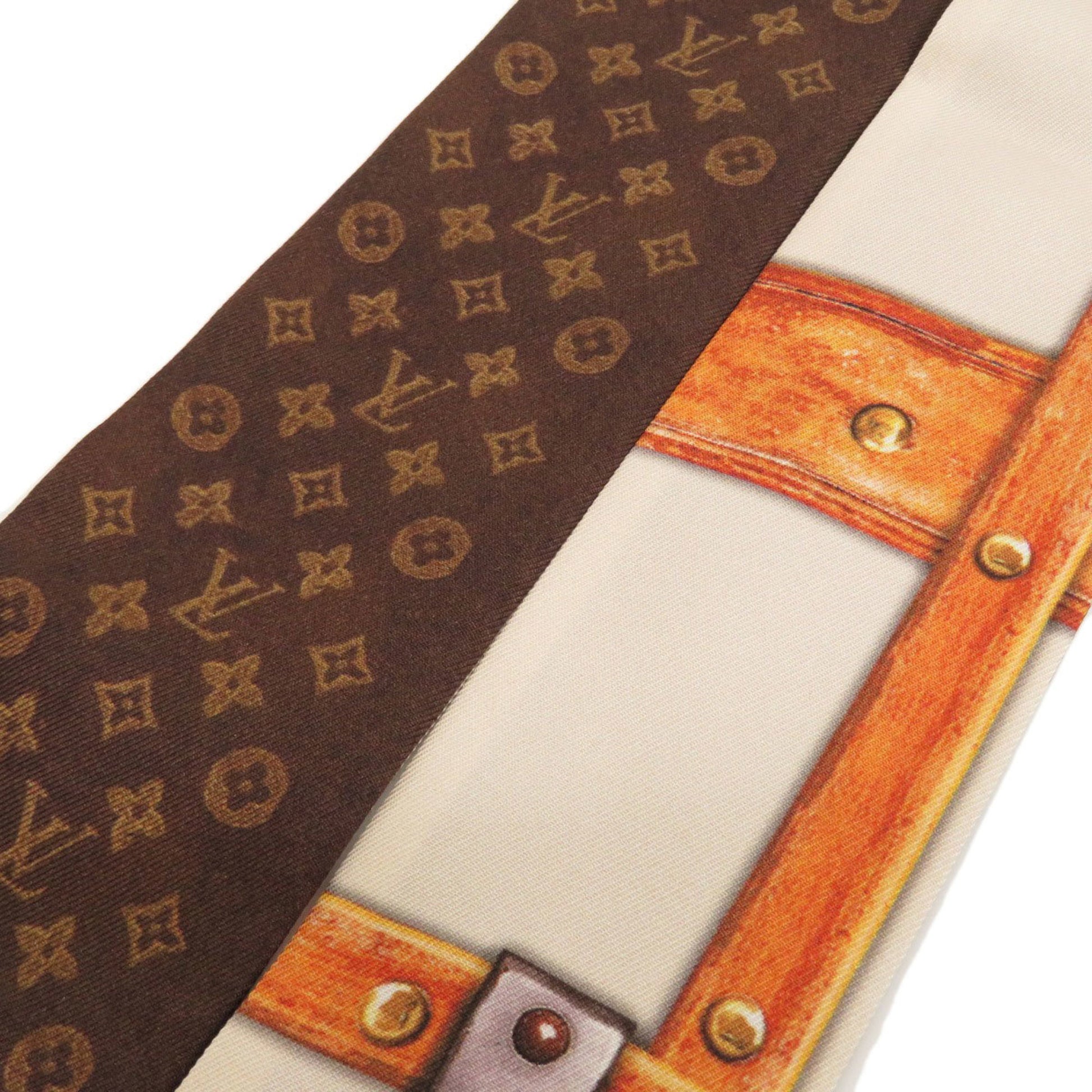LOUIS VUITTON scarf M72395 Bando monogram trunks silk Brown Women Used –