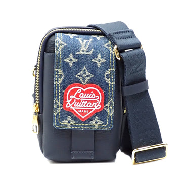 LOUIS VUITTON Shoulder Bag Monogram Double Phone Pouch Men's M81060 Blue Navy NIGO LV2 HUMANMADE LV Squared