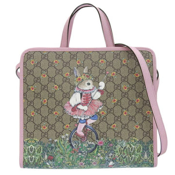 GUCCI GG Supreme Children's 2WAY Handbag Higuchi Yuko Collaboration 630542 Beige/Pink Ladies