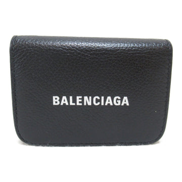 BALENCIAGA Cash mini wallet Black White leather Grained calfskin 593813 1IZIM1090