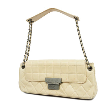 Chanel shoulder bag matelasse chain shoulder lambskin beige silver metal