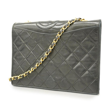 CHANEL Shoulder Bag Matelasse Chain Lambskin Black Gold Hardware Women's