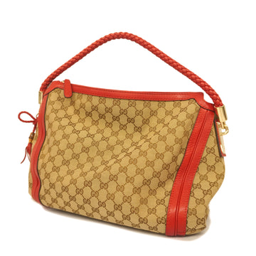 GUCCIAuth  Bamboo Shoulder Bag 269949 Women's GG Canvas Beige,Red Color