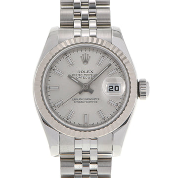 ROLEX Datejust 179174 Ladies SS WG Watch Automatic Winding Silver Dial