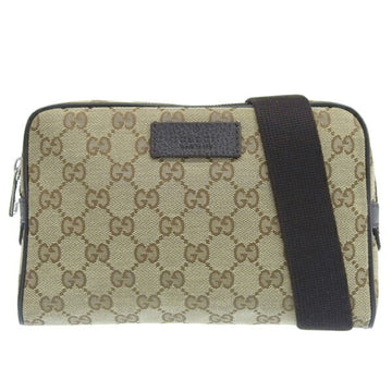 GUCCI GG Canvas Waist Bag Body 449174 Beige Brown Women's