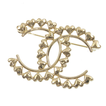 CHANEL Cocomark Brooch Women's Metal Gold Color Heart ABA277 B23P