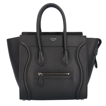 CELINE Micro Shopper Luggage Handbag Leather Black Women's