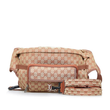 GUCCI GG Canvas x LA Angels Waist Bag Body Rucksack Backpack 536842 Brown Beige Leather Ladies