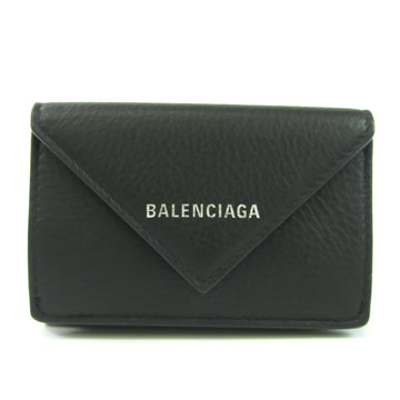 Balenciaga Paper Mini 391446 Unisex Leather Wallet (tri-fold) Black