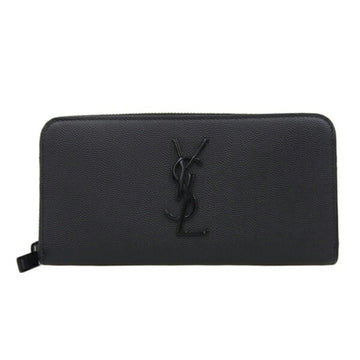 SAINT LAURENT Leather Monogram Long Wallet 617415 Black Men's