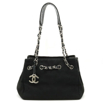 Chanel V stitch chevron tote bag shoulder chain canvas leather black