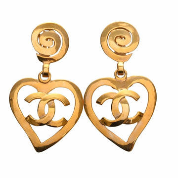 CHANEL Heart here mark earrings gold ladies