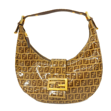 FENDI Shoulder Bag Zucchino Coated Canvas Brown Beige Gold Hardware Women's