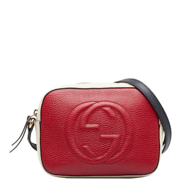 GUCCI Interlocking G Soho Small Disco Shoulder Bag 431567 Red Beige Leather Ladies