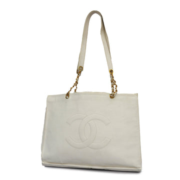 CHANELAuth  Tote Bag Women's Caviar Leather White