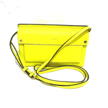 FURLA Shoulder Wallet Yellow Leather Women's