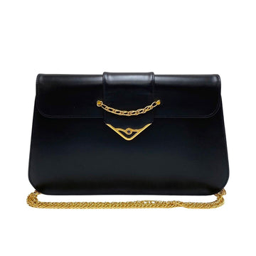 CARTIER Sapphire Line Chain Calf Leather Genuine Mini Shoulder Bag Sacoche Navy