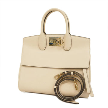 SALVATORE FERRAGAMO Handbag Gancini Leather Ivory Gold Hardware Women's