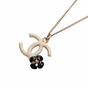CHANEL Camellia Cocomark Necklace Gold/White Women's