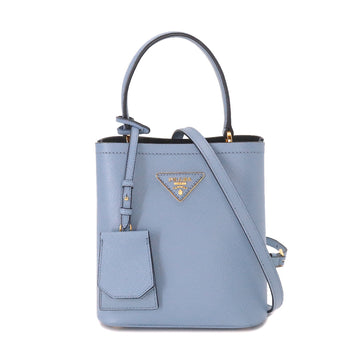 PRADA Panier 2way Hand Shoulder Bag Saffiano Leather Blue 1BA217