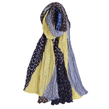 LOUIS VUITTON shawl stole pleated star pattern monogram linen silk ladies multicolor